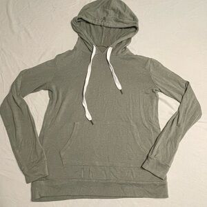 Light Green Hooded Sweatshirt with White Drawstrings